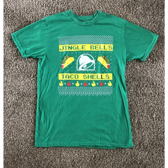 Taco Bell Jingle Bells Taco Shells Green T Shirt Unisex Ugly Christmas Sweater L - Picture 1 of 4